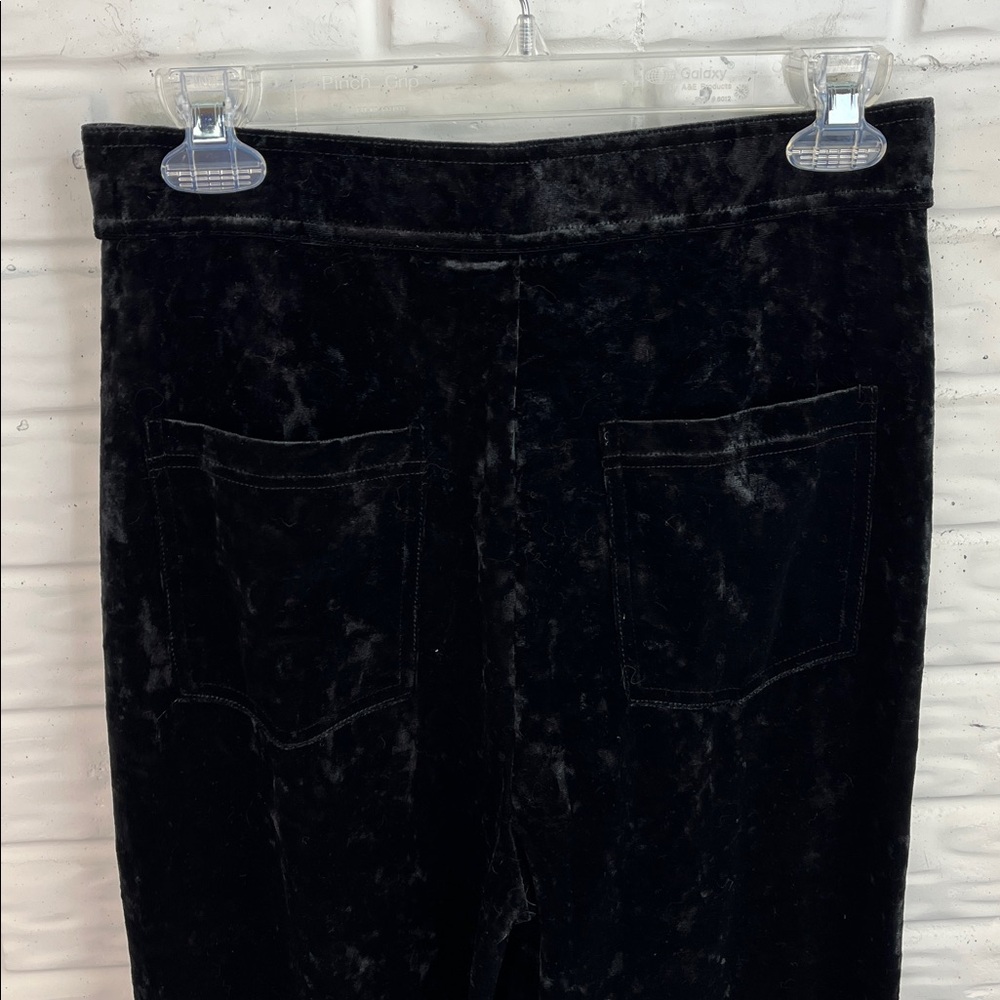 HALARA VELVET BLACK HIGH WAISTED WIDE LEG FRONT POCKET PULL ON PANTS SZ MED NWT - Picture 7 of 12